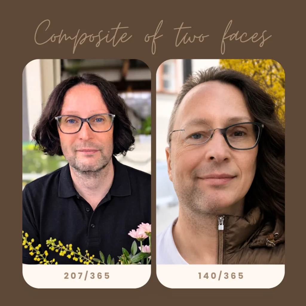 Lexe · Composite of two faces of different people horizontal: Horizontalt vs. Vertikal