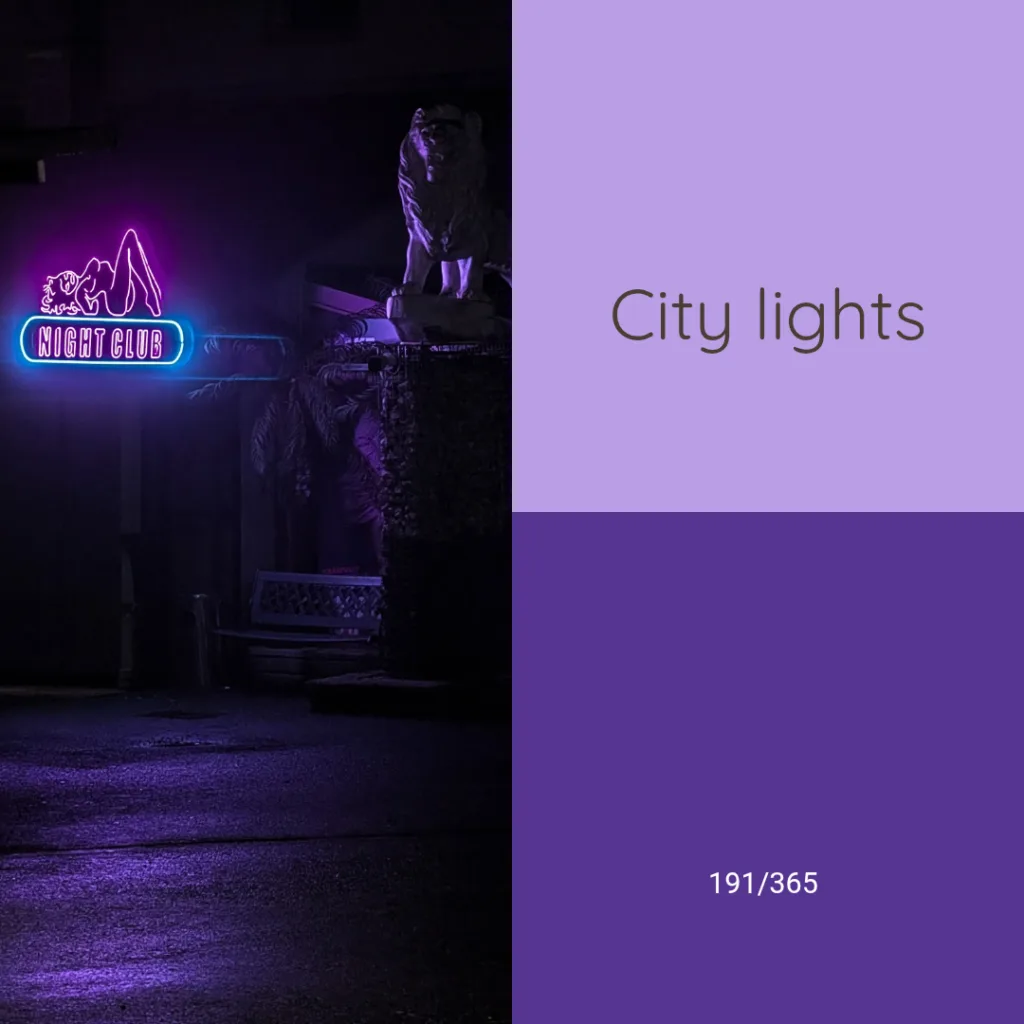 Lexe · City lights: Als ich im Jänner das Street Lights Foto gemacht habe, habe ich schon Ausschau nach Neonschildern für Aufgabe 37 gehalten. Zuerst dachte ich, dass ich nix finden werde und dann konnte ich mich fast nicht entscheiden, was ich nehme. Dieses Handy Foto von einem Nachtclub beim Schön